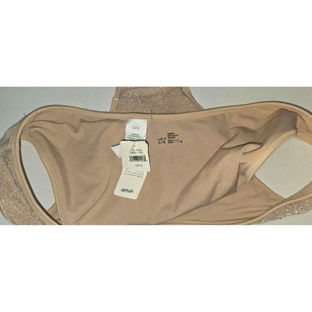 Aerie Cheekiest Swim Bathing Suit Bottom Gold Glitter Size XL NEW $29.95